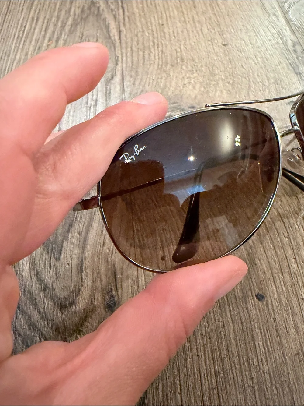 RAY-BAN Arista Gunmetal Frames Graduated Brown Lenses Aviator Sunglasses